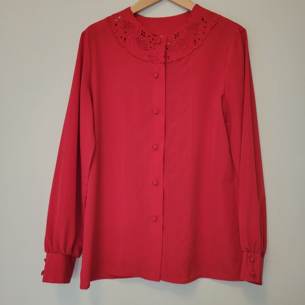 VINTAGE Styled by Terry Chicago Red Blouse | Size 10